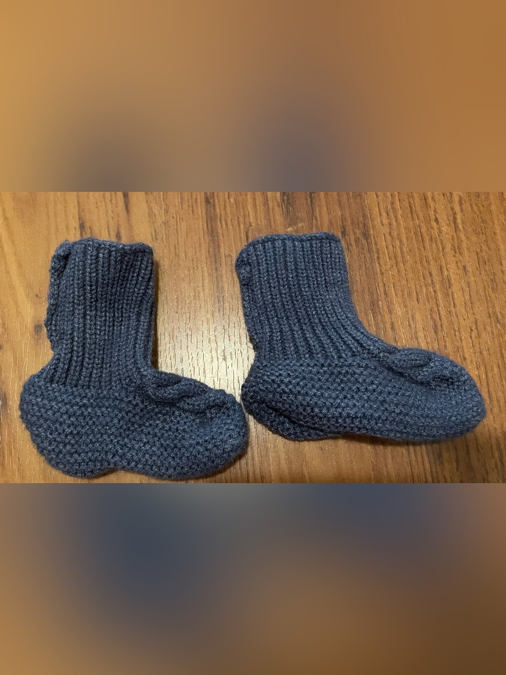 Handmade Baby Blue Knit Socks Booties Cozy Ribbed Crew Cuffed Textured Knit